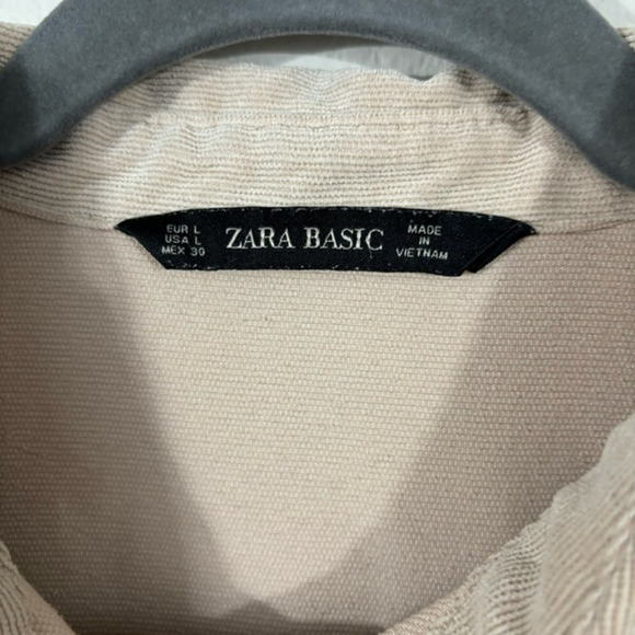 Zara Basic Button Front Shacket Slouchy Relaxed Shirt Jacket Long Sleeve Sz L - Picture 2 of 4